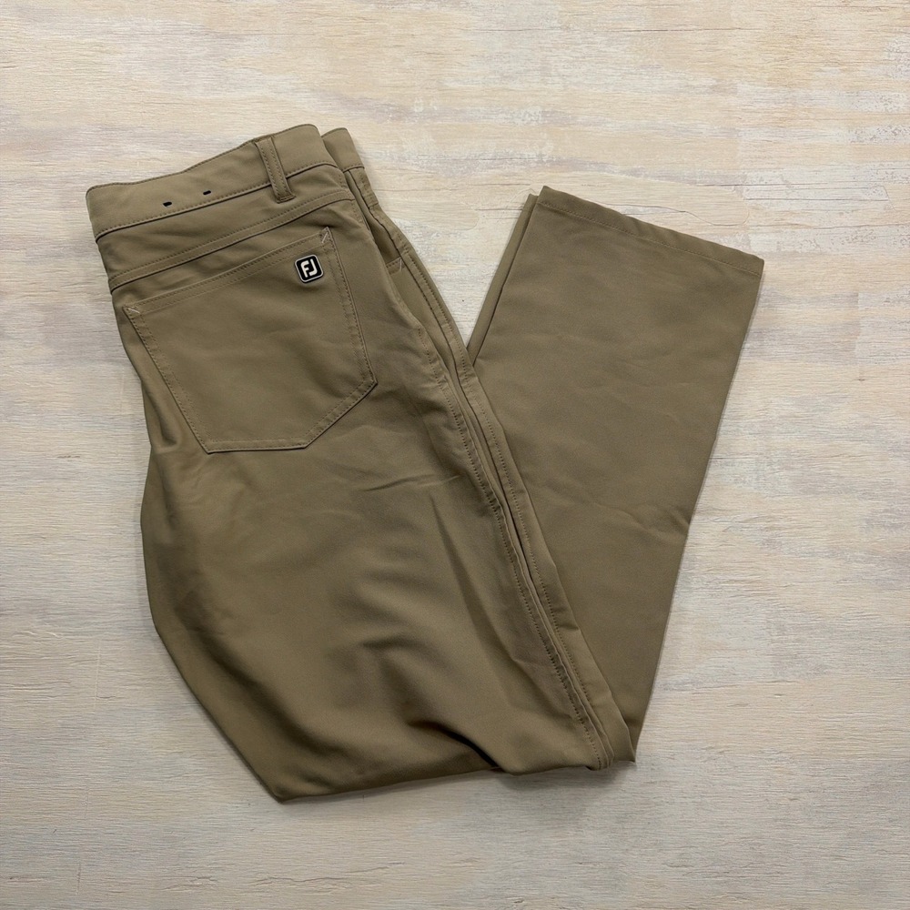 FootJoy Golf Pants Athletic Fit 5-Pocket Performance Khaki Tan Mens W32 L30